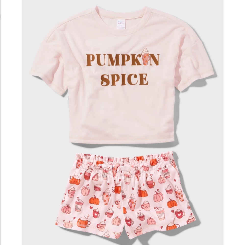 GIRLS Pumpkin Spice Pink Pajamas - Size Small